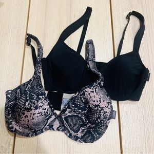 Vince Camuto Underwire Lined Tshirt Bra Size 36B Lot Of 2 snake skin black